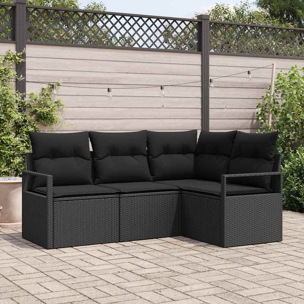 vidaXL Sofa Set 4 pcs Schwarz Poly-Rattan