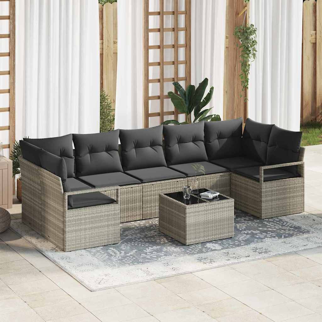 vidaXL Sofa Set mit Kissen 8 pcs Hellgrau und Dunkelgrau Poly Rattan
