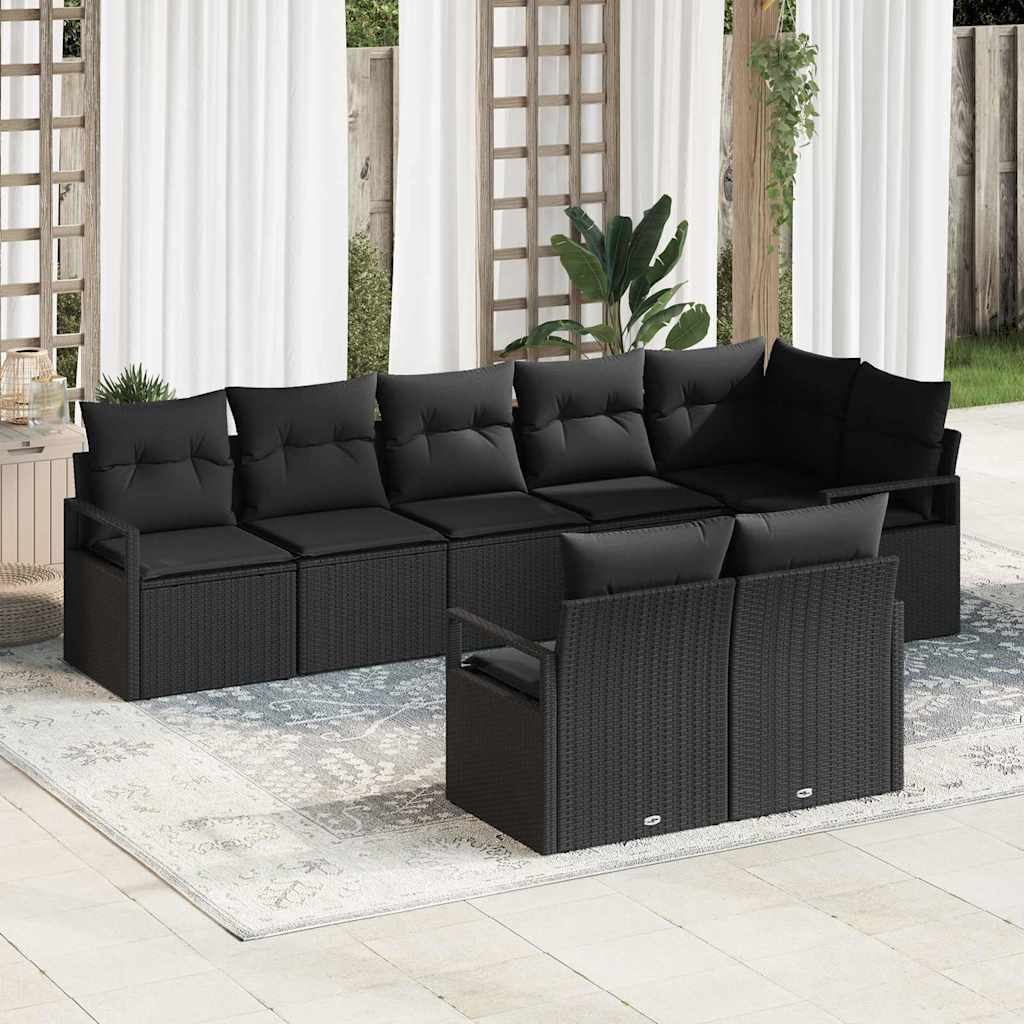 vidaXL Sofa Set 8 pcs Schwarz Poly-Rattan