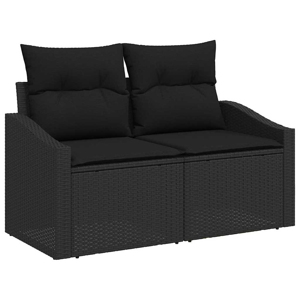vidaXL Sofa Set mit Kissen Schwarz 55 x 55 x 37 cm Poly Rattan - Image 4