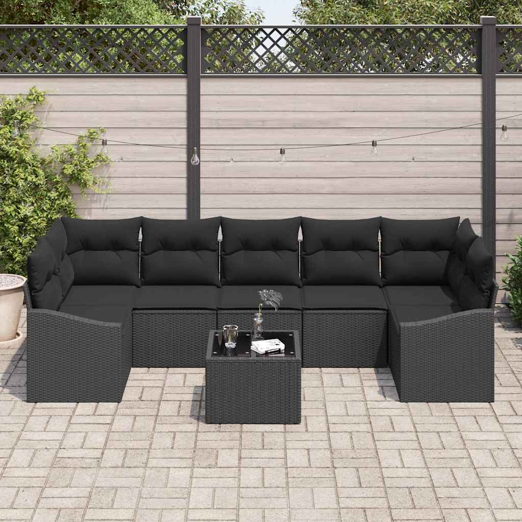 vidaXL Sofa Set mit Kissen Schwarz 55 x 55 x 37 cm Poly Rattan - Image 3