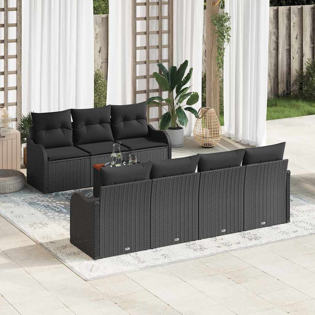 vidaXL Garten-Sofa-Set 8 pcs Schwarz Poly Rattan
