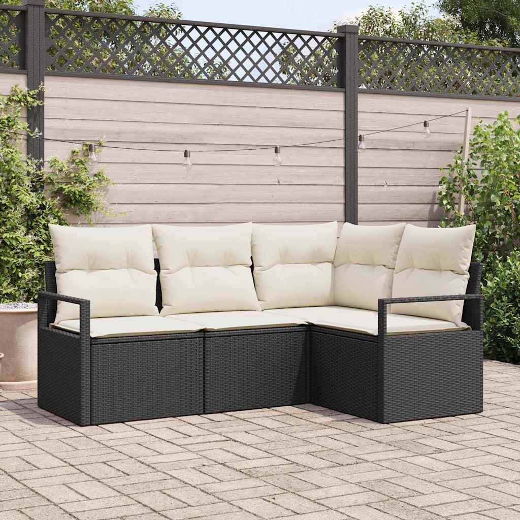 vidaXL Sofa Set 4 pcs Schwarz Poly-Rattan