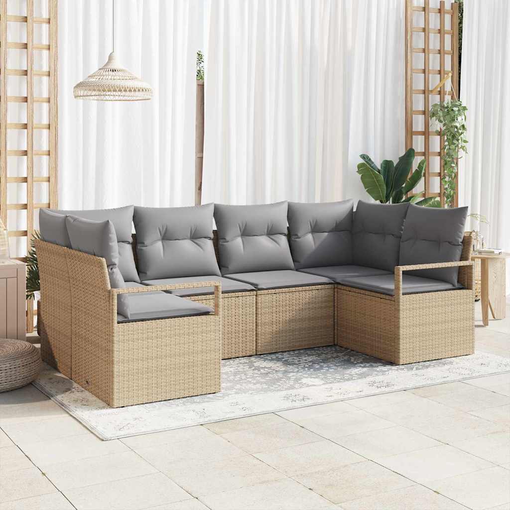 vidaXL Sofa Set mit Kissen 6 pcs Beige Poly Rattan
