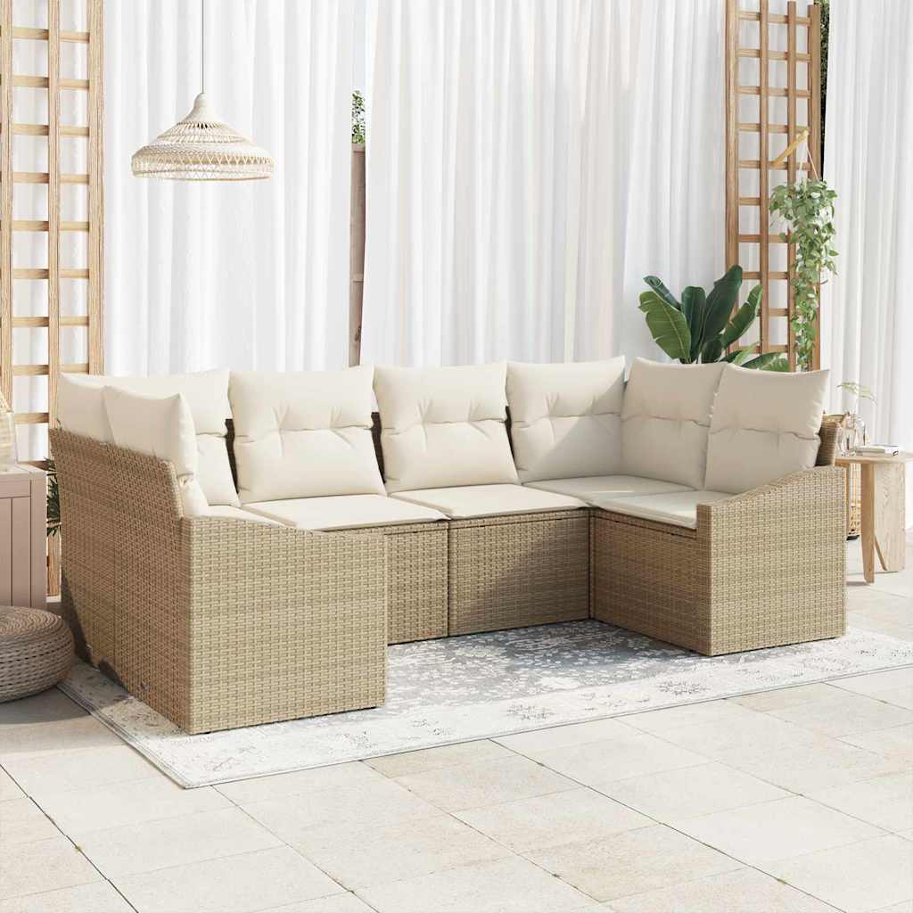 vidaXL Sofa Set mit Kissen 6 pcs Beige Poly Rattan