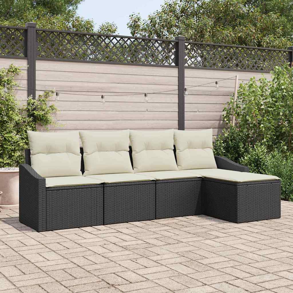 vidaXL Sofa Set mit Kissen 5 pcs Schwarz Poly-Rattan