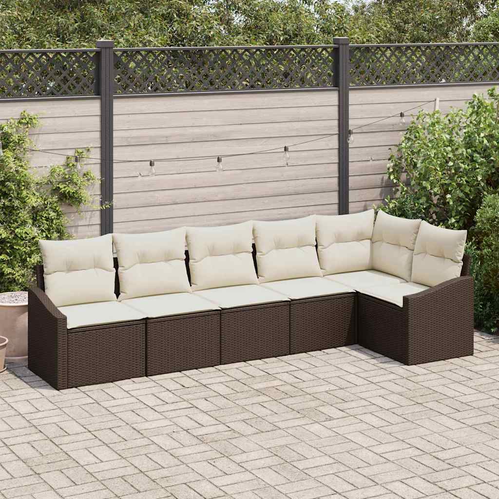 vidaXL Sofa Set mit Kissen 6 pcs Braun Poly-Rattan