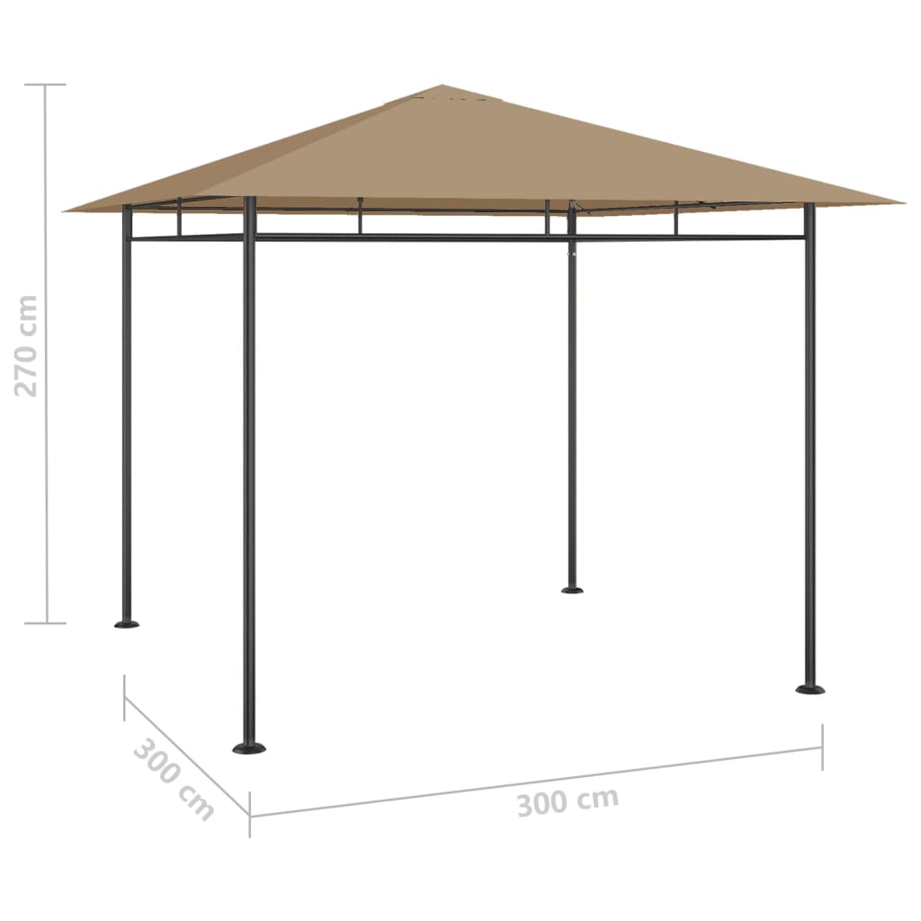 vidaXL Pavillon 3x3x2,7 m Taupe 180 g/m² - Image 4