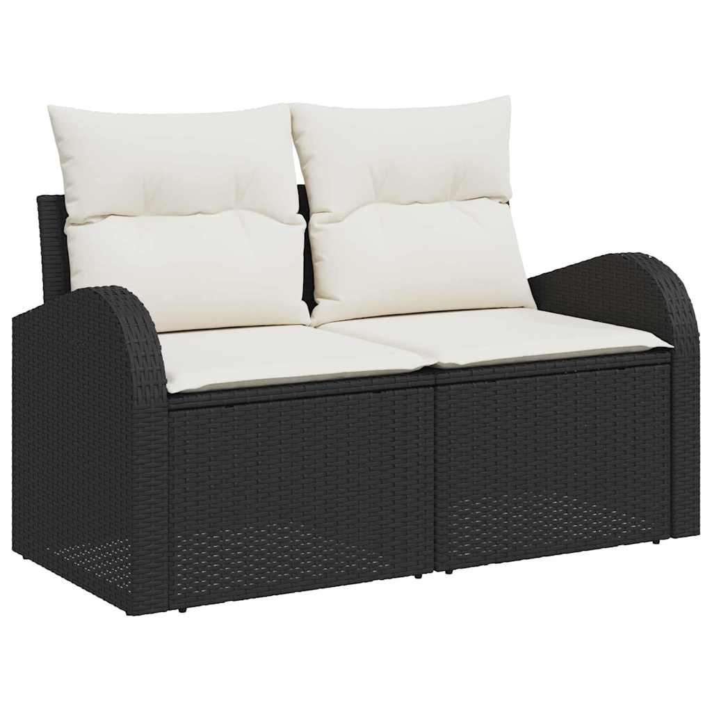 vidaXL Sofa Set mit Kissen mit Speicher Schwarz und Creme Poly-Rattan - Image 4