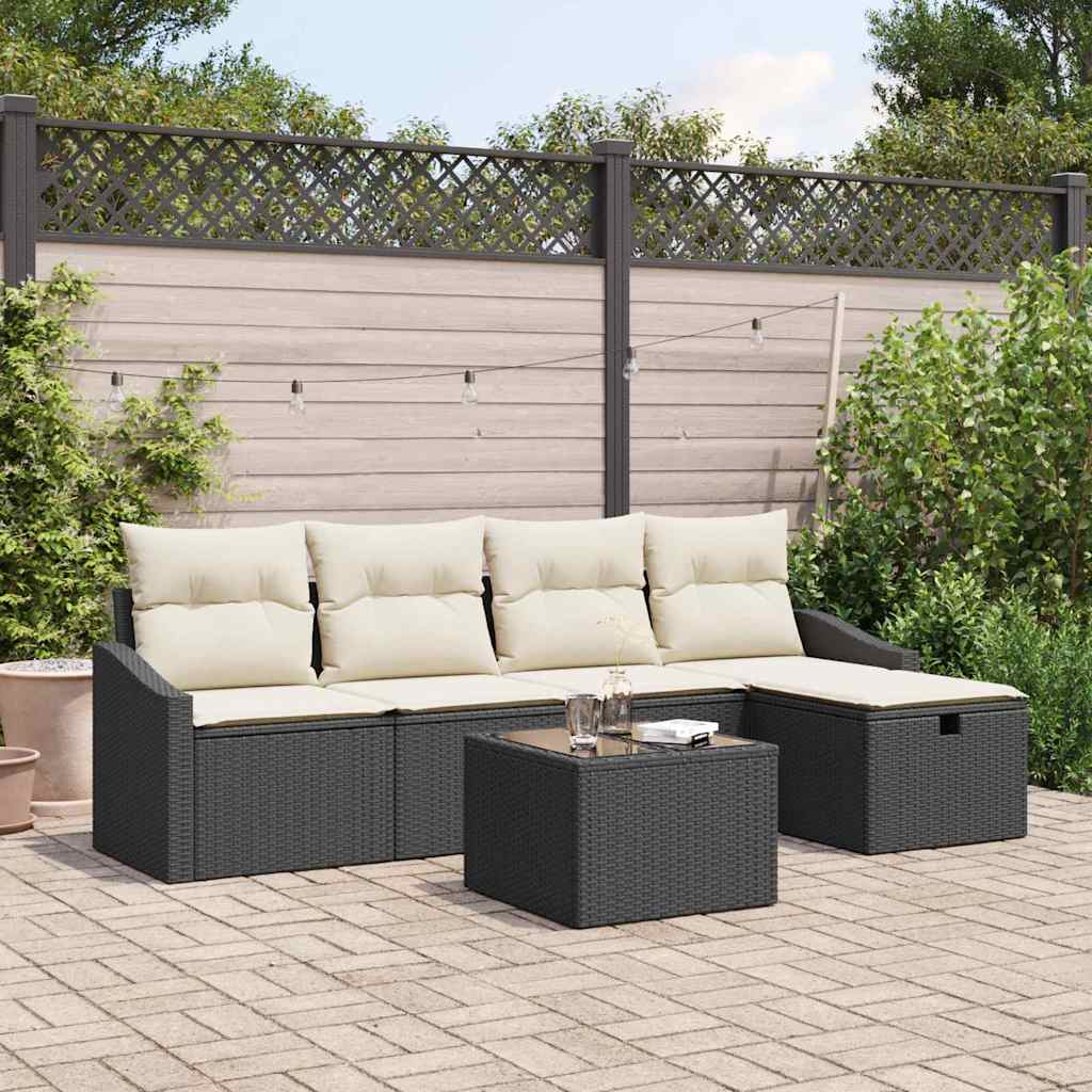 vidaXL Sofa Set mit Kissen 5 pcs Poly-Rattan