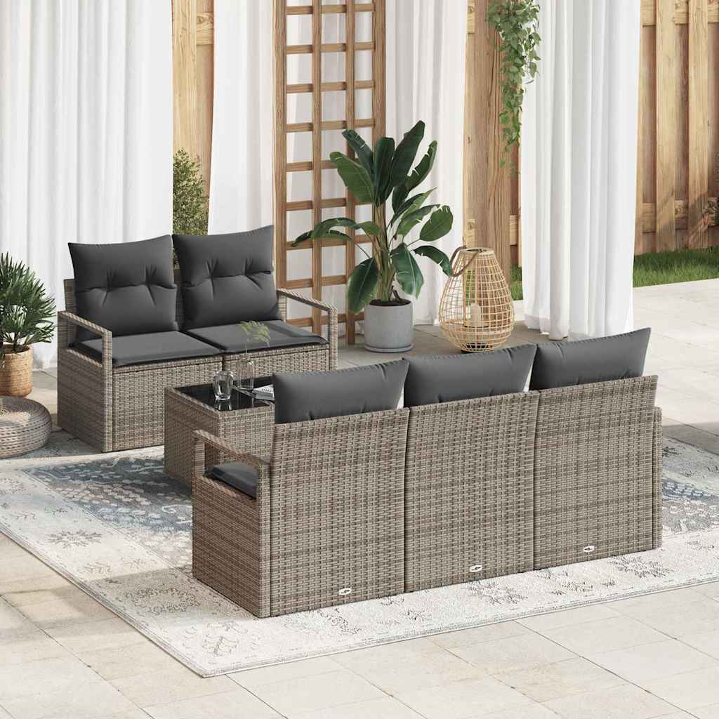 vidaXL Sofa Set 6 pcs Grau Poly-Rattan