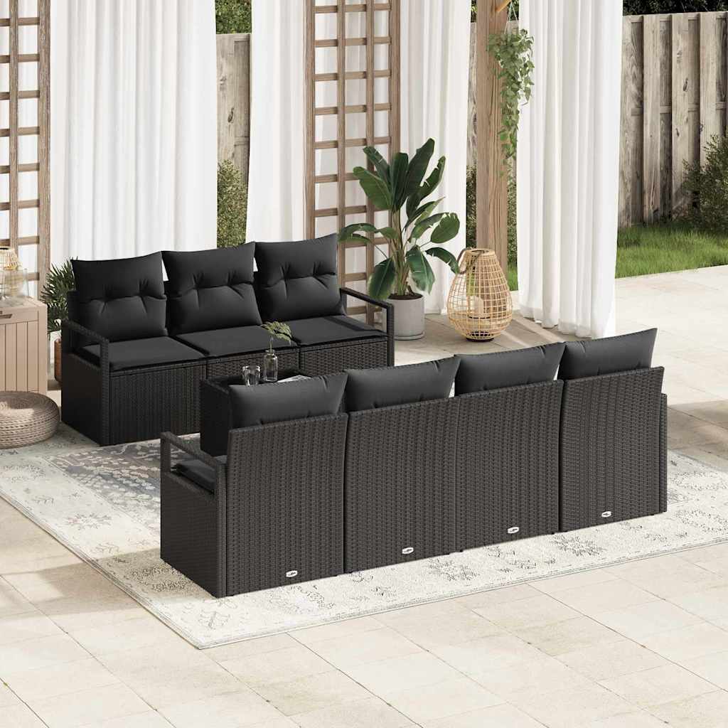 vidaXL Sofa Set 8 pcs Schwarz Poly-Rattan