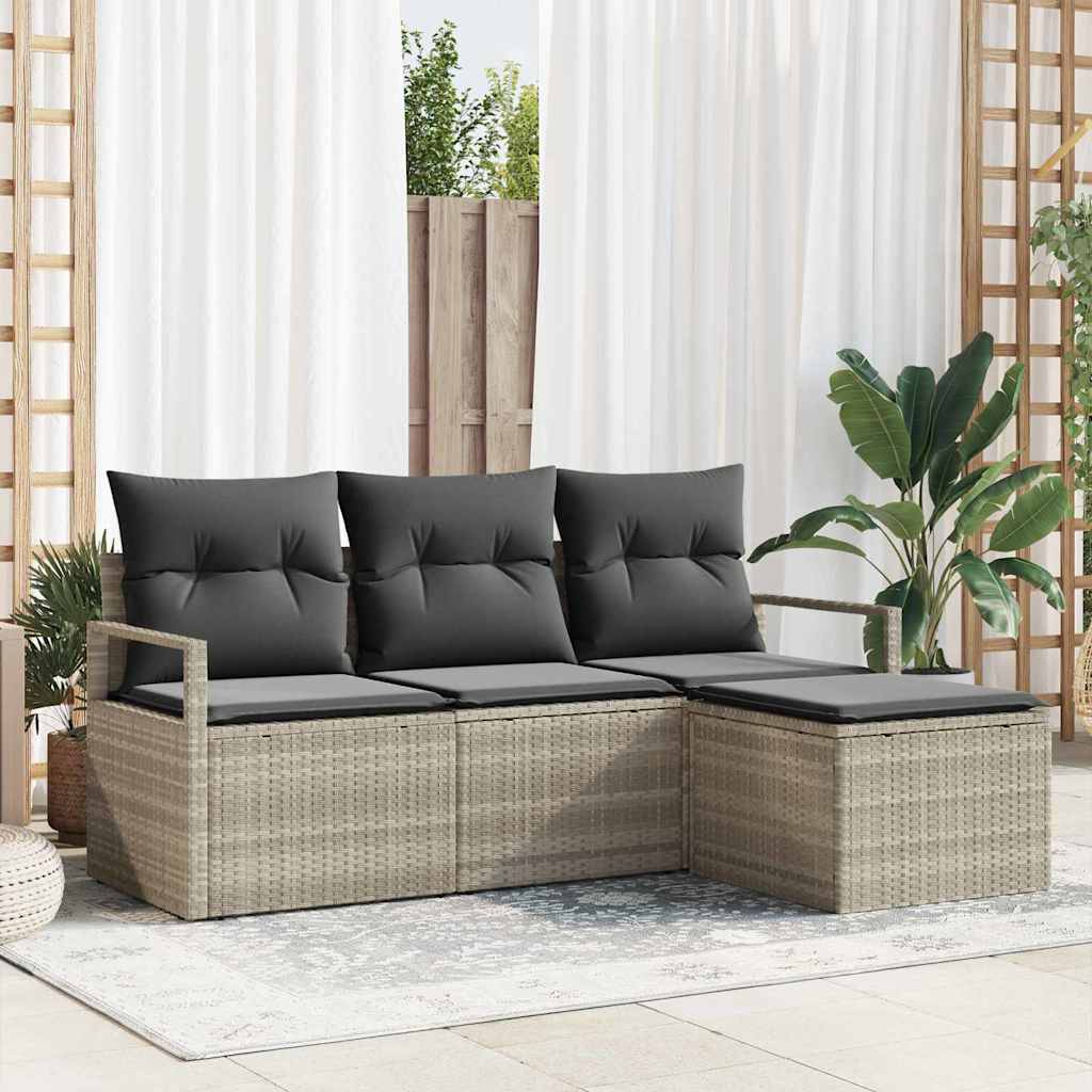 vidaXL Sofa Set 4 pcs Hellgrau Poly-Rattan