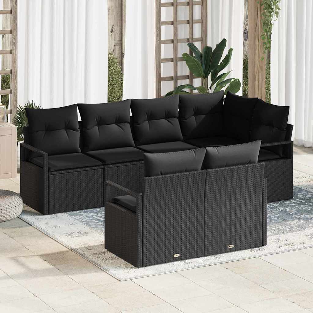 vidaXL Sofa Set 7 pcs Schwarz Poly-Rattan