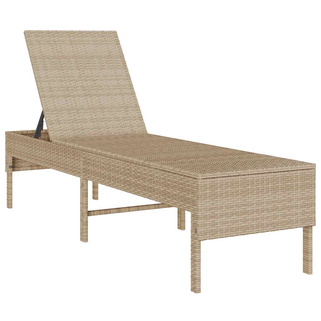 vidaXL Sonnenliege mit Auflage Beige 55x200x44 cm Poly Rattan - Image 4
