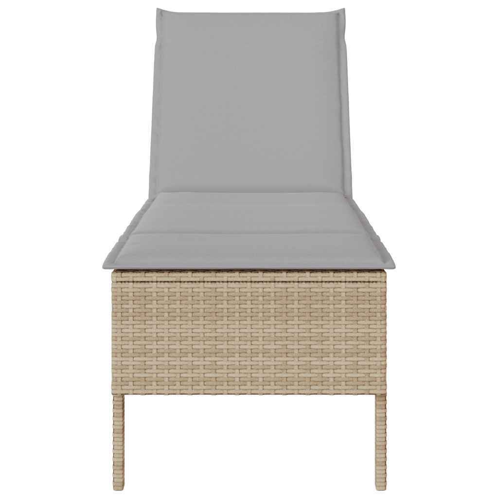 vidaXL Sonnenliege mit Auflage Beige 55x200x44 cm Poly Rattan - Image 5