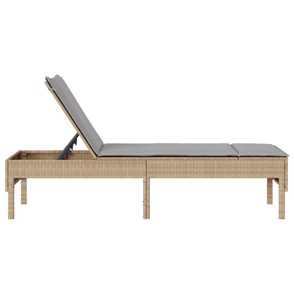 vidaXL Sonnenliege mit Auflage Beige 55x200x44 cm Poly Rattan - Image 6
