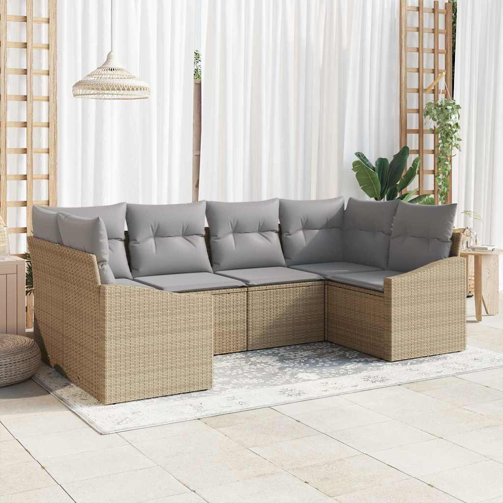 vidaXL Sofa Set mit Kissen 6 pcs Beige Poly-Rattan