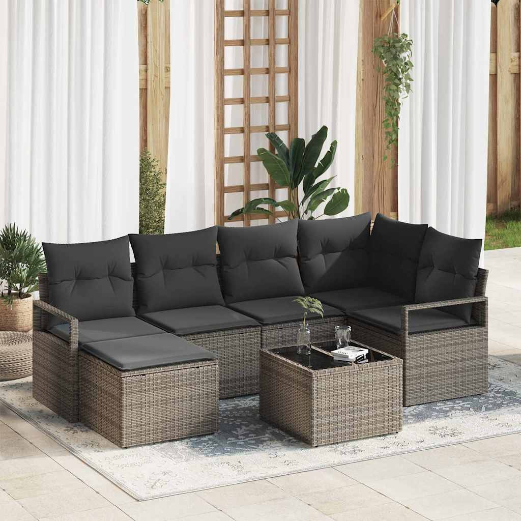 vidaXL Sofa Set 7 pcs Grau Poly-Rattan