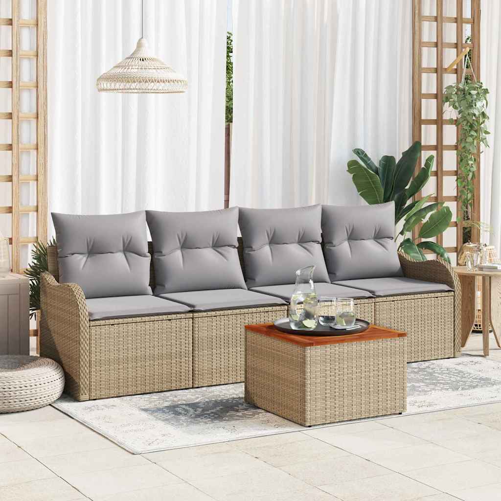 vidaXL Garten-Sofa-Set 5 pcs Beige Poly Rattan