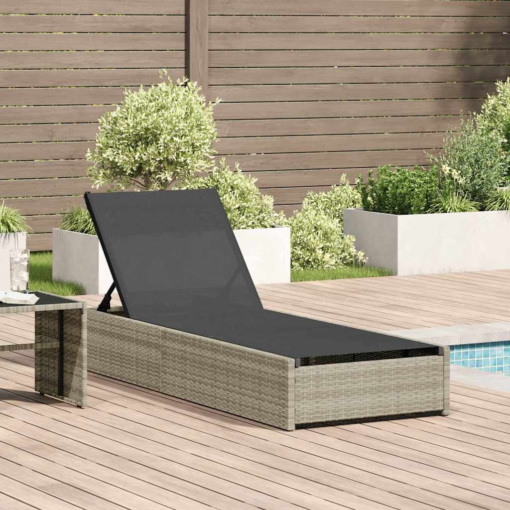 vidaXL Sonnenliege mit Kissen Beige 60 x 200 x 27cm Poly-Rattan