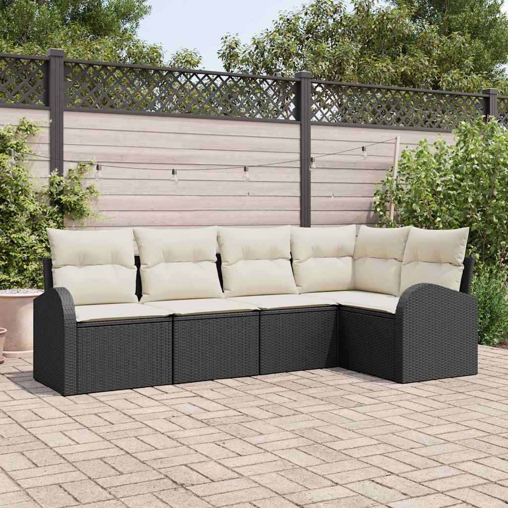 vidaXL Sofa Set mit Kissen 5 pcs Schwarz Polyester