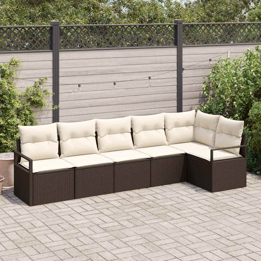 vidaXL Sofa Set 6 pcs Braun Poly-Rattan