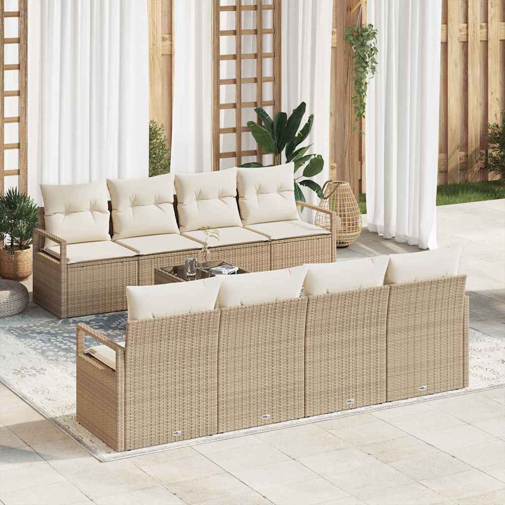 vidaXL Sofa Set mit Kissen 7 pcs Beige und Creme Poly Rattan