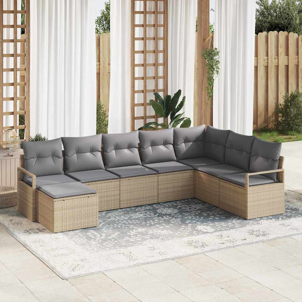 vidaXL Sofa Set mit Kissen 8 pcs Beige Poly Rattan