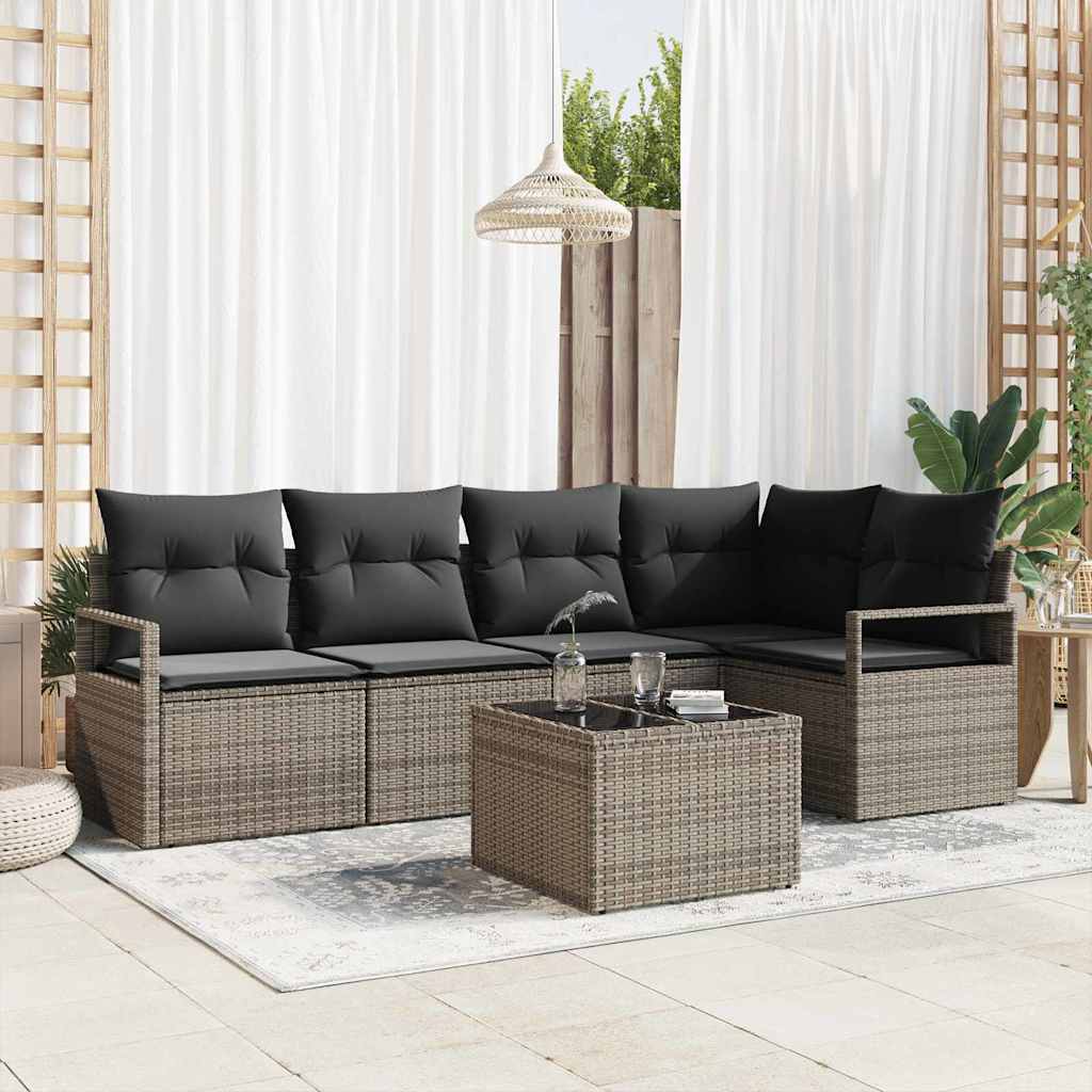 vidaXL Sofa Set 6 pcs Grau Poly-Rattan