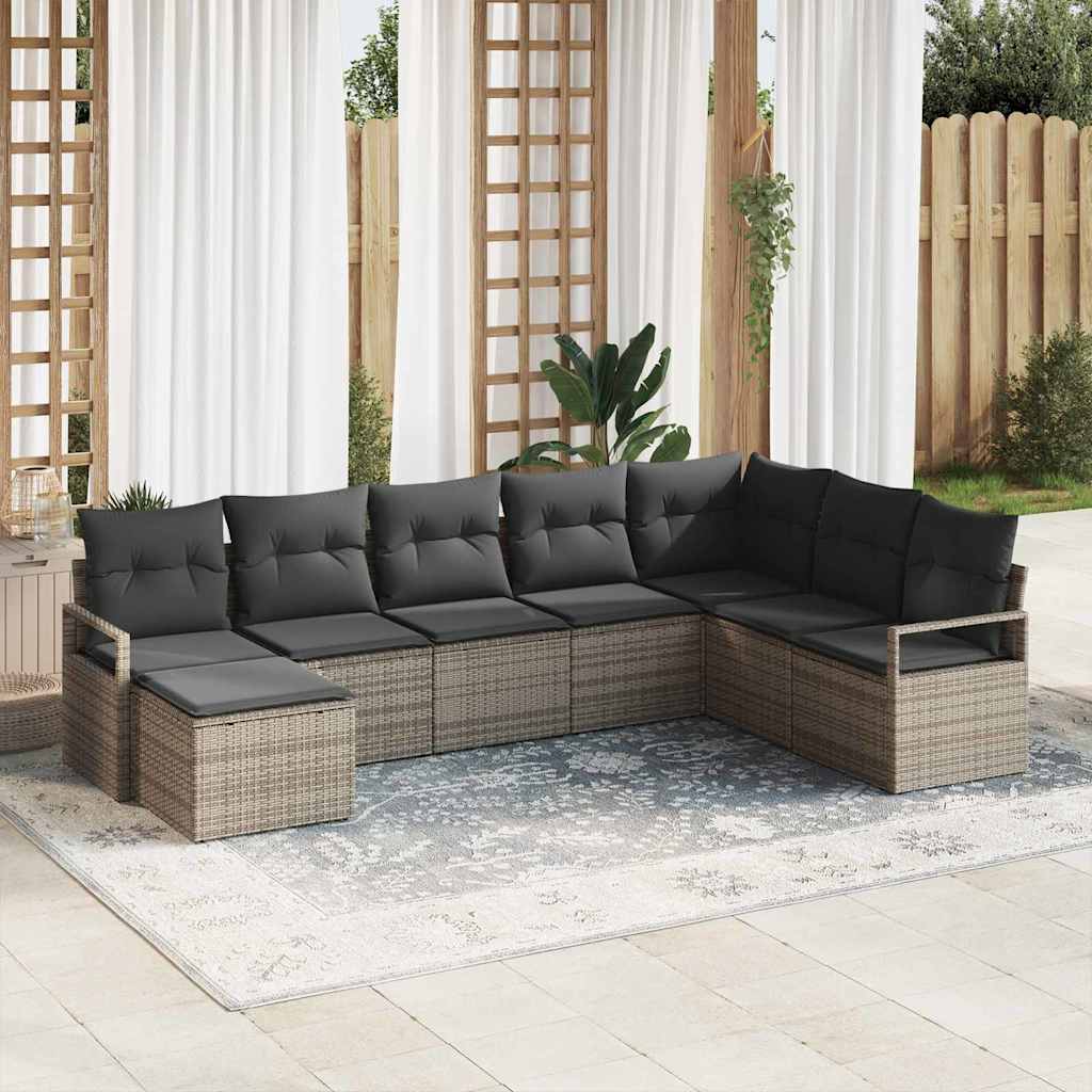 vidaXL Sofa Set mit Kissen 8 pcs Schwarz und Creme Poly-Rattan