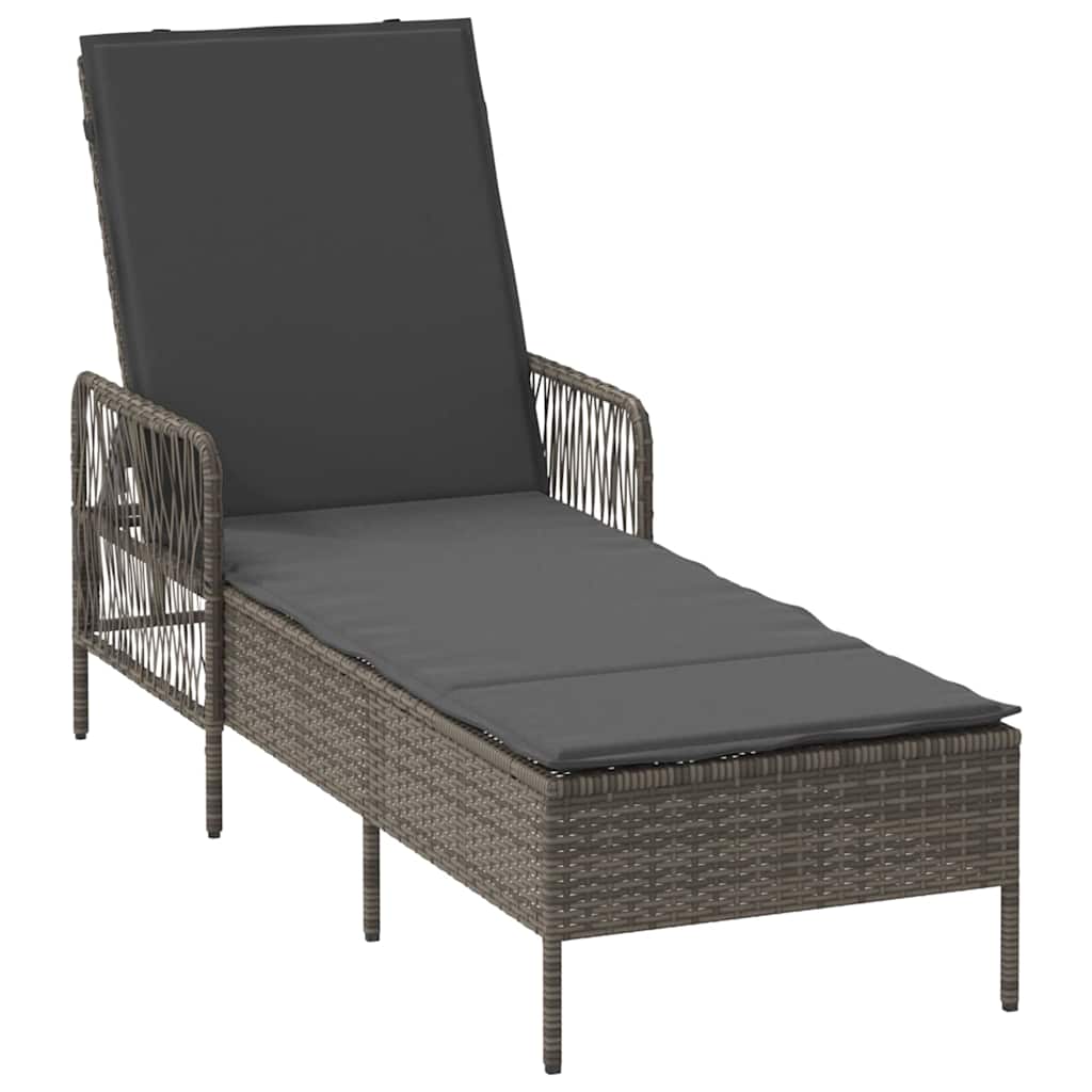vidaXL Sonnenliege mit Kissen 2-Person 2 pcs Grau Poly-Rattan - Image 5