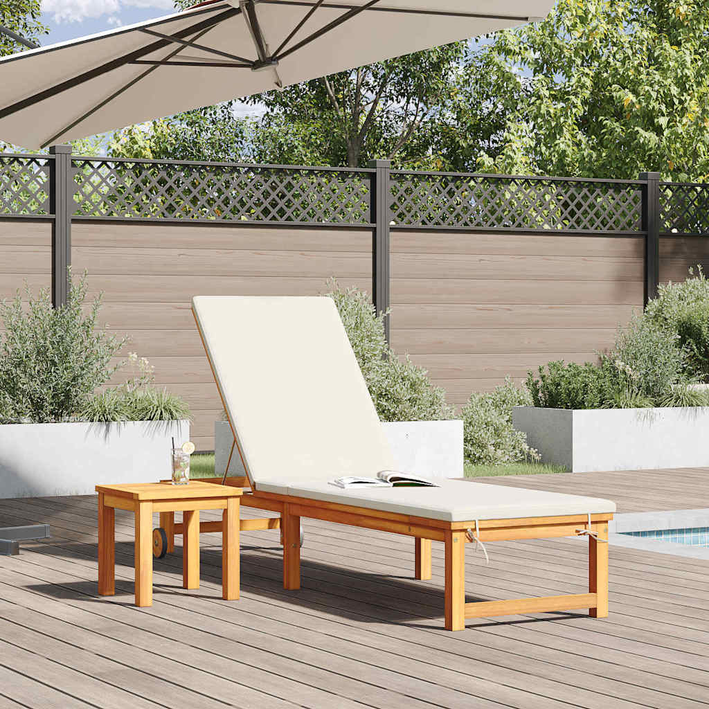 vidaXL Sonnenliege mit Kissen Braun 53 x 202 x 89cm Massivholz Akazie - Image 3