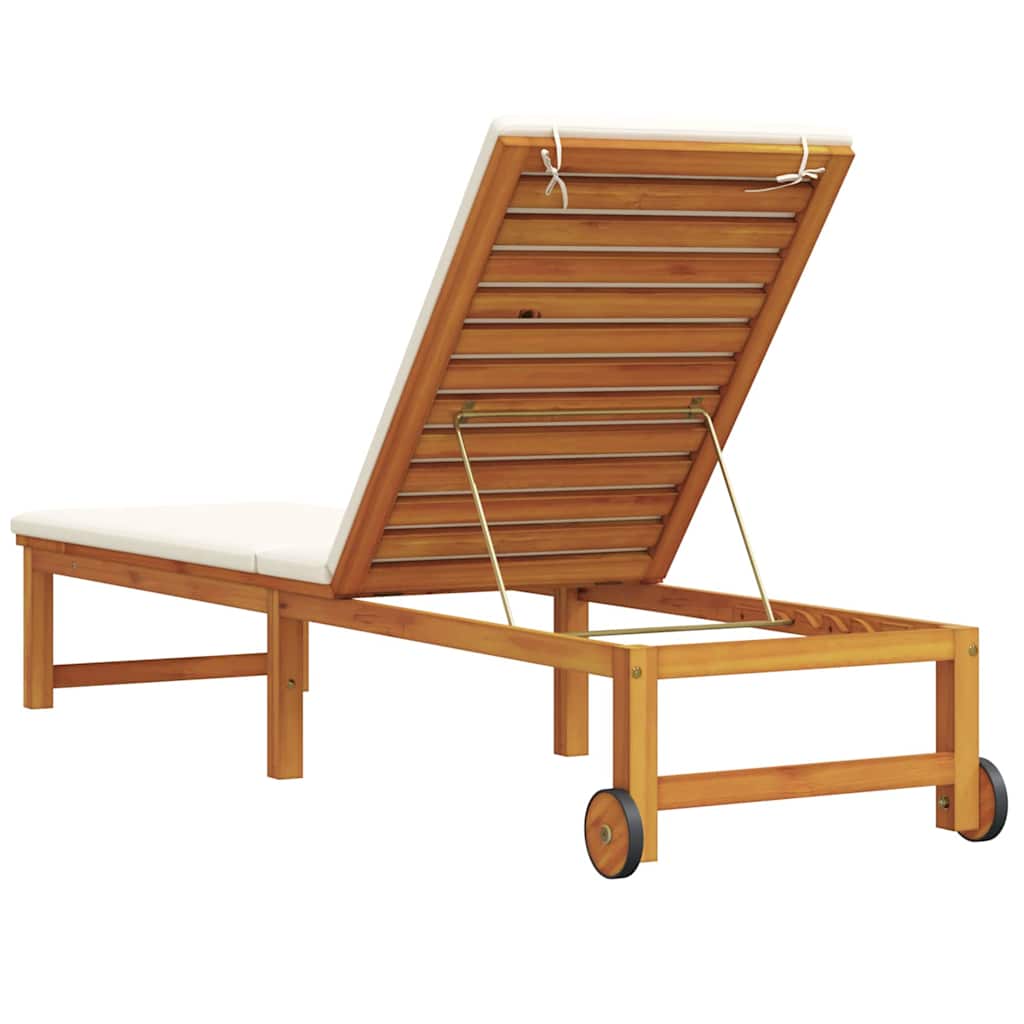 vidaXL Sonnenliege mit Kissen Braun 53 x 202 x 89cm Massivholz Akazie - Image 6