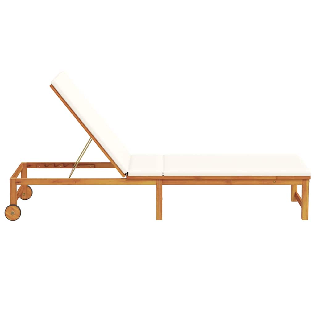 vidaXL Sonnenliege mit Kissen Braun 53 x 202 x 89cm Massivholz Akazie - Image 5