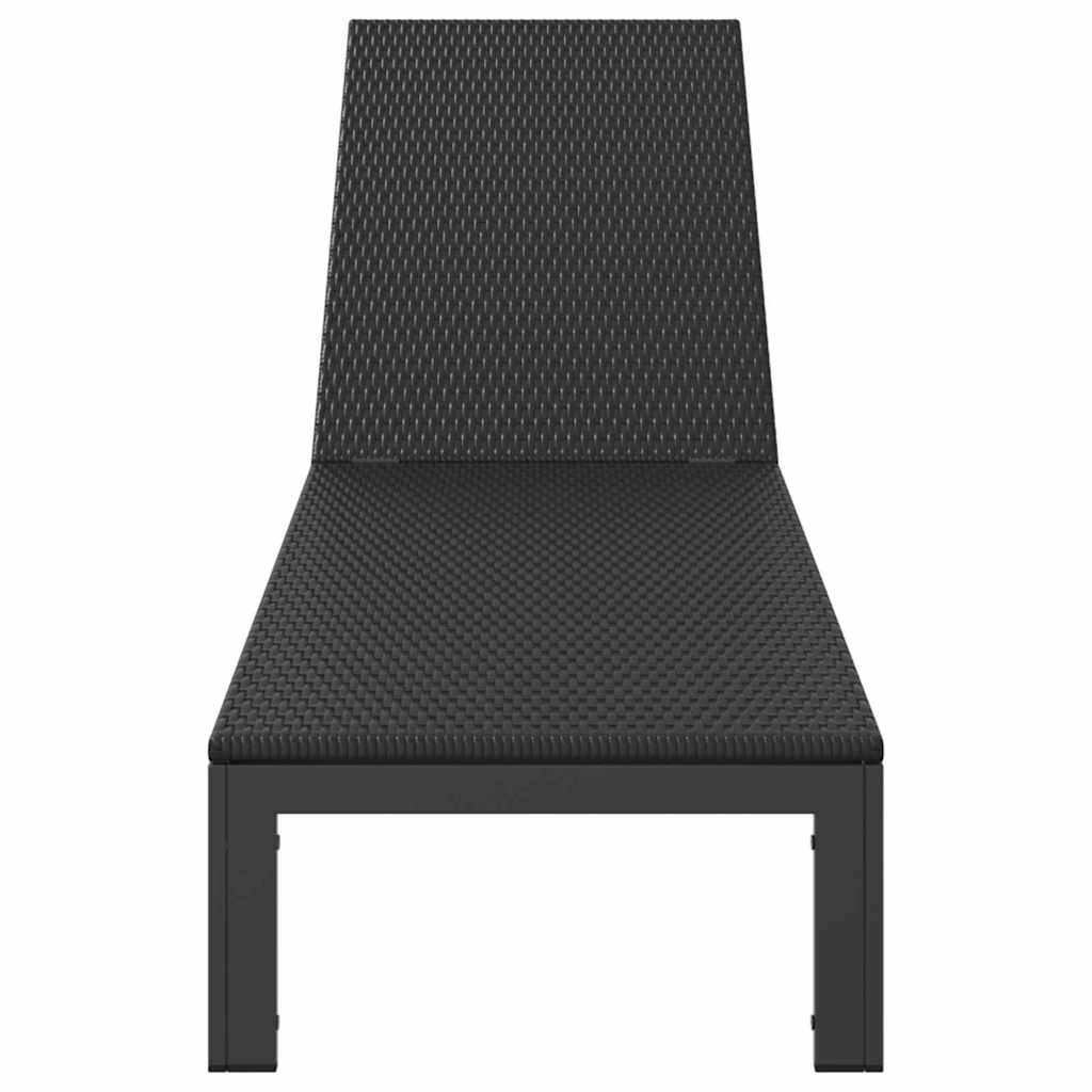vidaXL Sonnenliege 1-Person Schwarz 60 x 200 x 27cm Poly-Rattan - Image 4