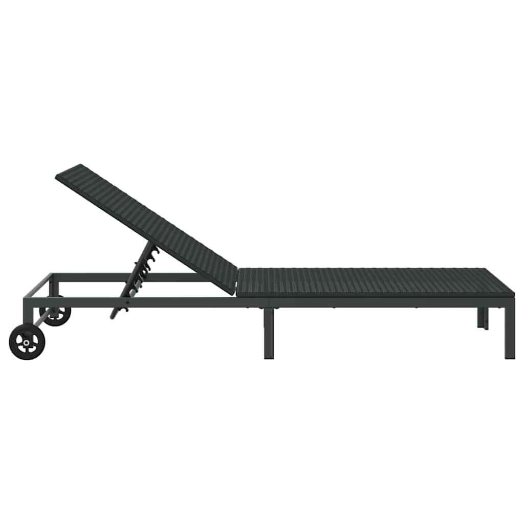 vidaXL Sonnenliege 1-Person Schwarz 60 x 200 x 27cm Poly-Rattan - Image 5