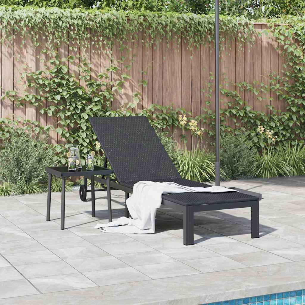 vidaXL Sonnenliege 1-Person Schwarz 60 x 200 x 27cm Poly-Rattan - Image 3