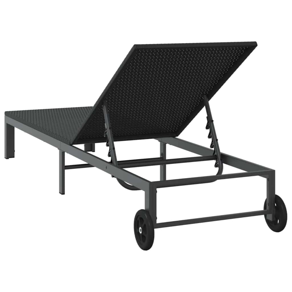 vidaXL Sonnenliege 1-Person Schwarz 60 x 200 x 27cm Poly-Rattan - Image 6