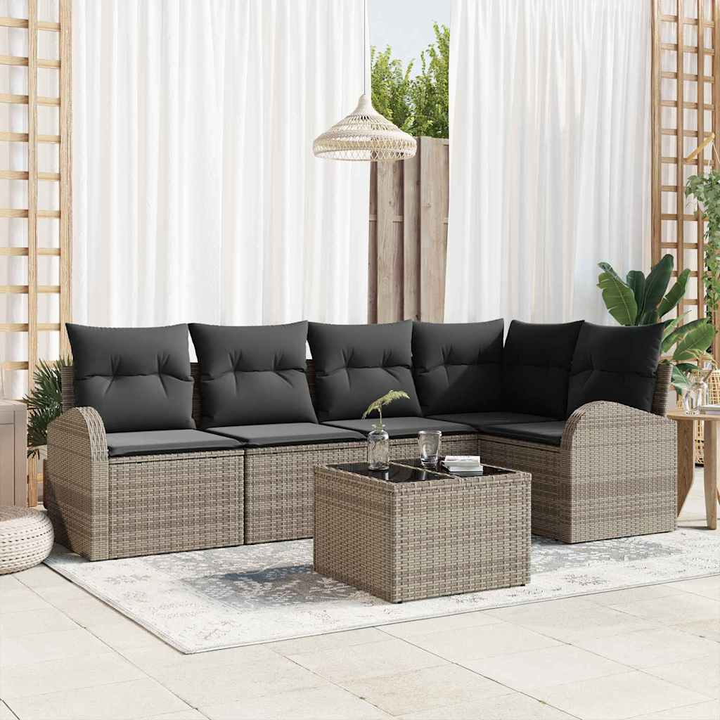 vidaXL Sofa Set mit Kissen Grau Polyester