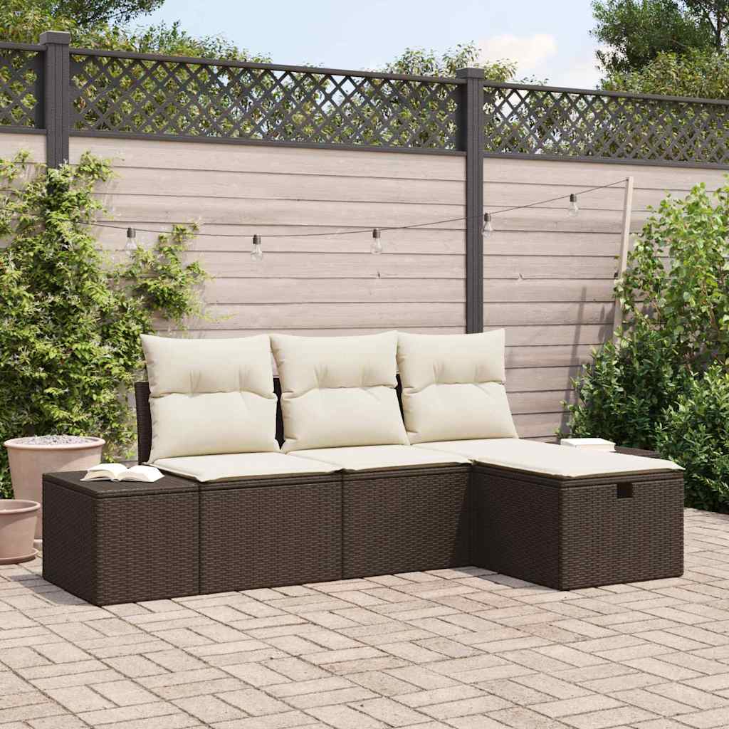 vidaXL Sofa Set mit Kissen 4 pcs Poly-Rattan