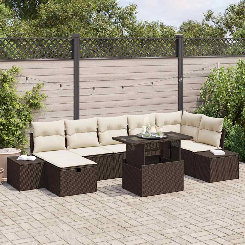 vidaXL Garten-Sofa-Set 8 pcs Braun Poly-Rattan