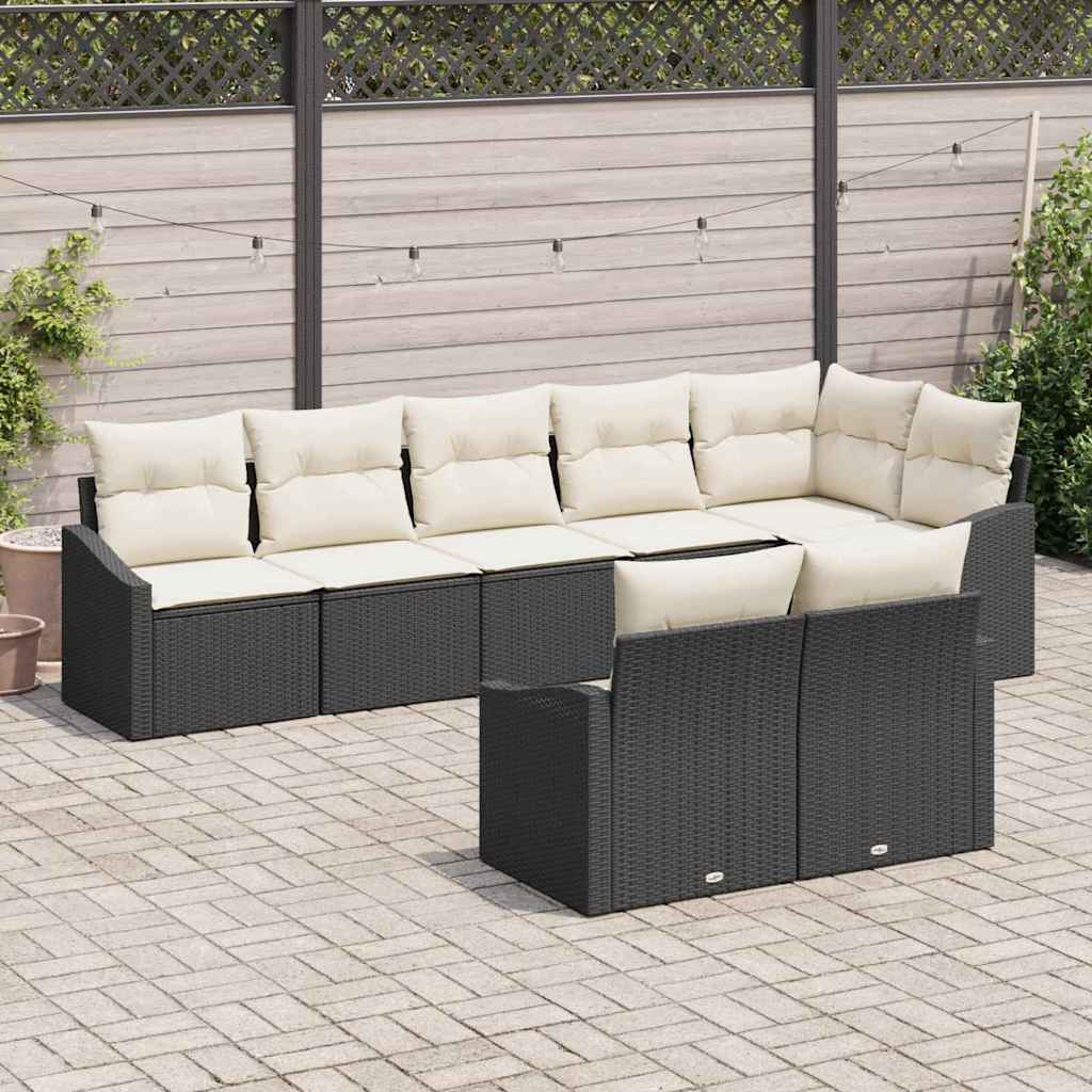 vidaXL Sofa Set mit Kissen 8 pcs Schwarz Poly-Rattan