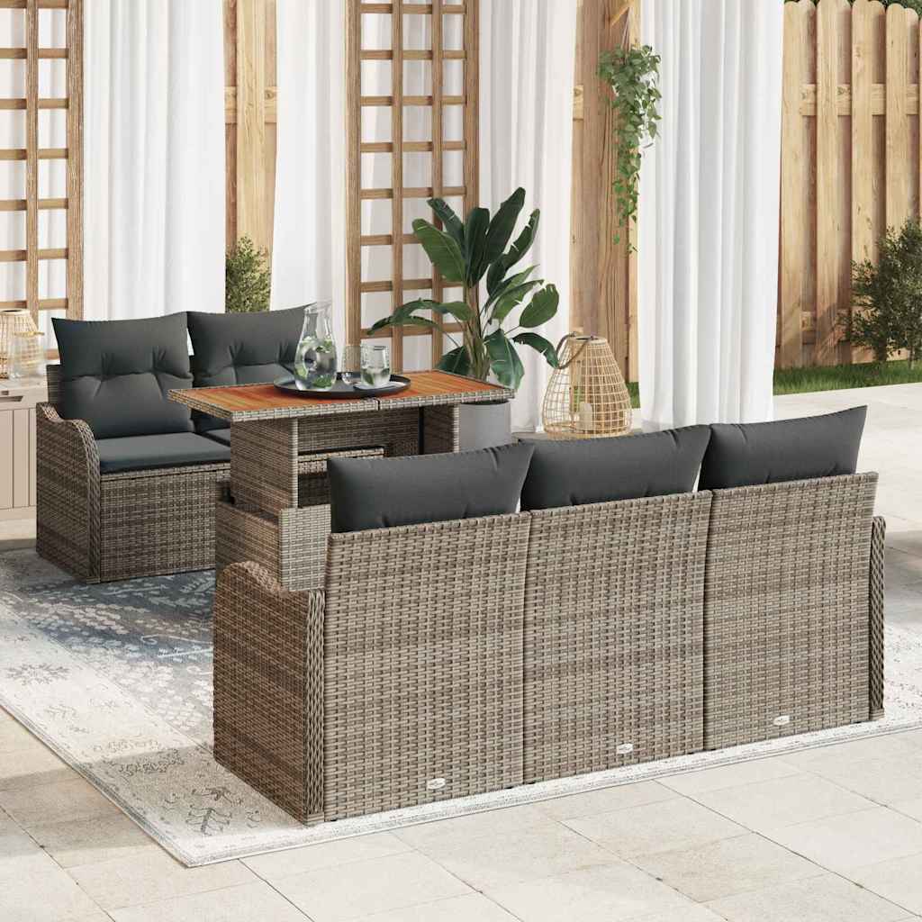 vidaXL Garten-Sofa-Set mit Kissen 6 pcs Grau