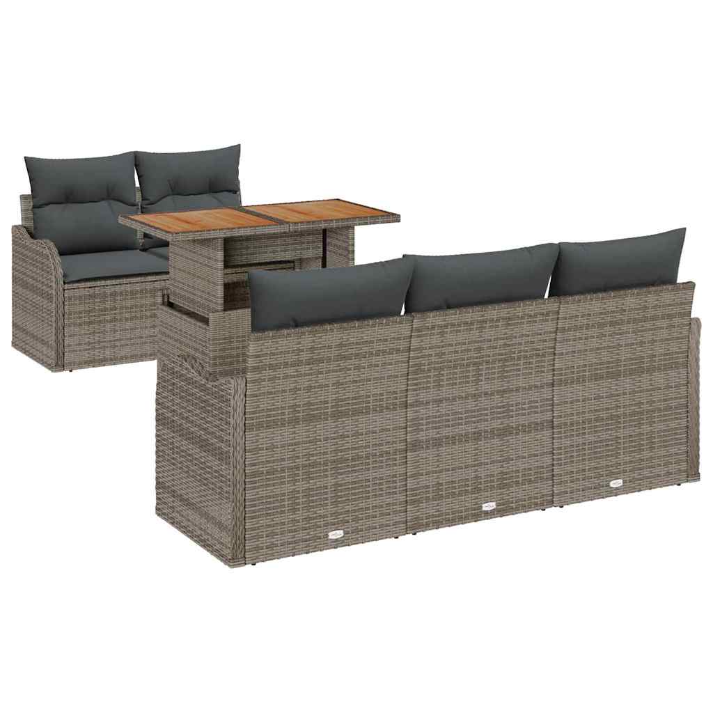 vidaXL Garten-Sofa-Set mit Kissen 6 pcs Grau - Image 2