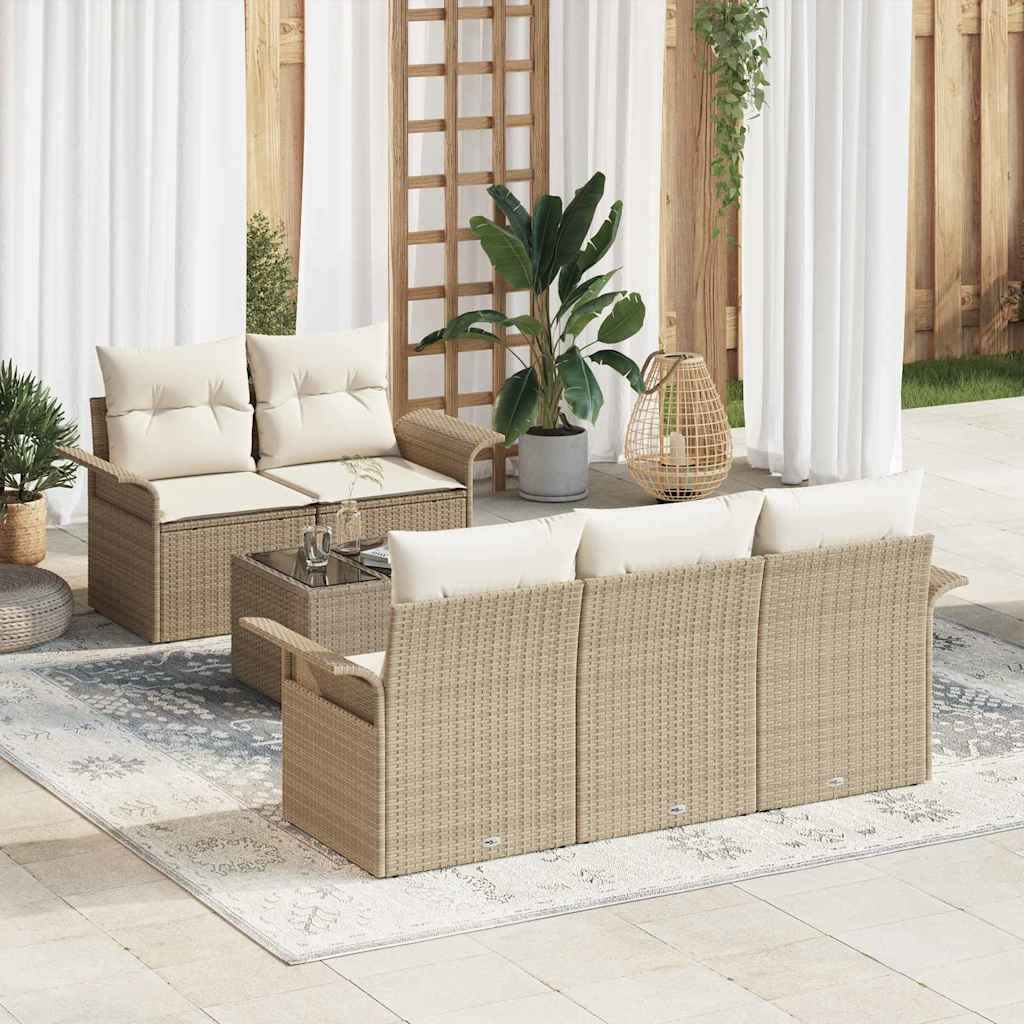 vidaXL Sofa Set mit Kissen 6 pcs Beige Poly-Rattan