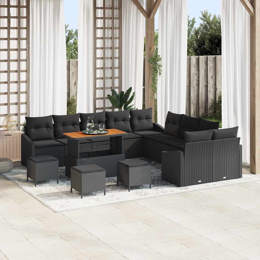 vidaXL Garten-Sofa-Set mit Kissen 13 pcs Schwarz 100 x 100 x 71 cm