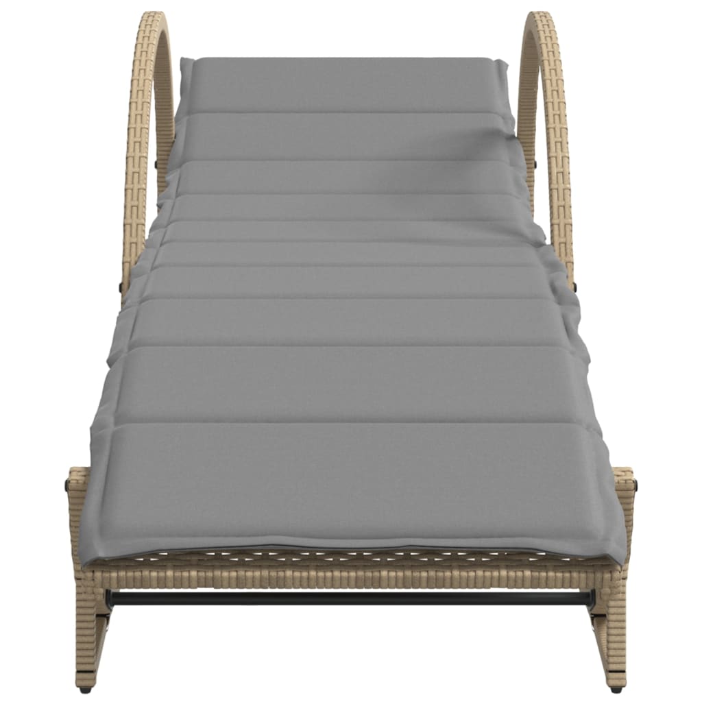 vidaXL Sonnenliege mit Auflage Beige 60x199x42 cm Poly Rattan - Image 4