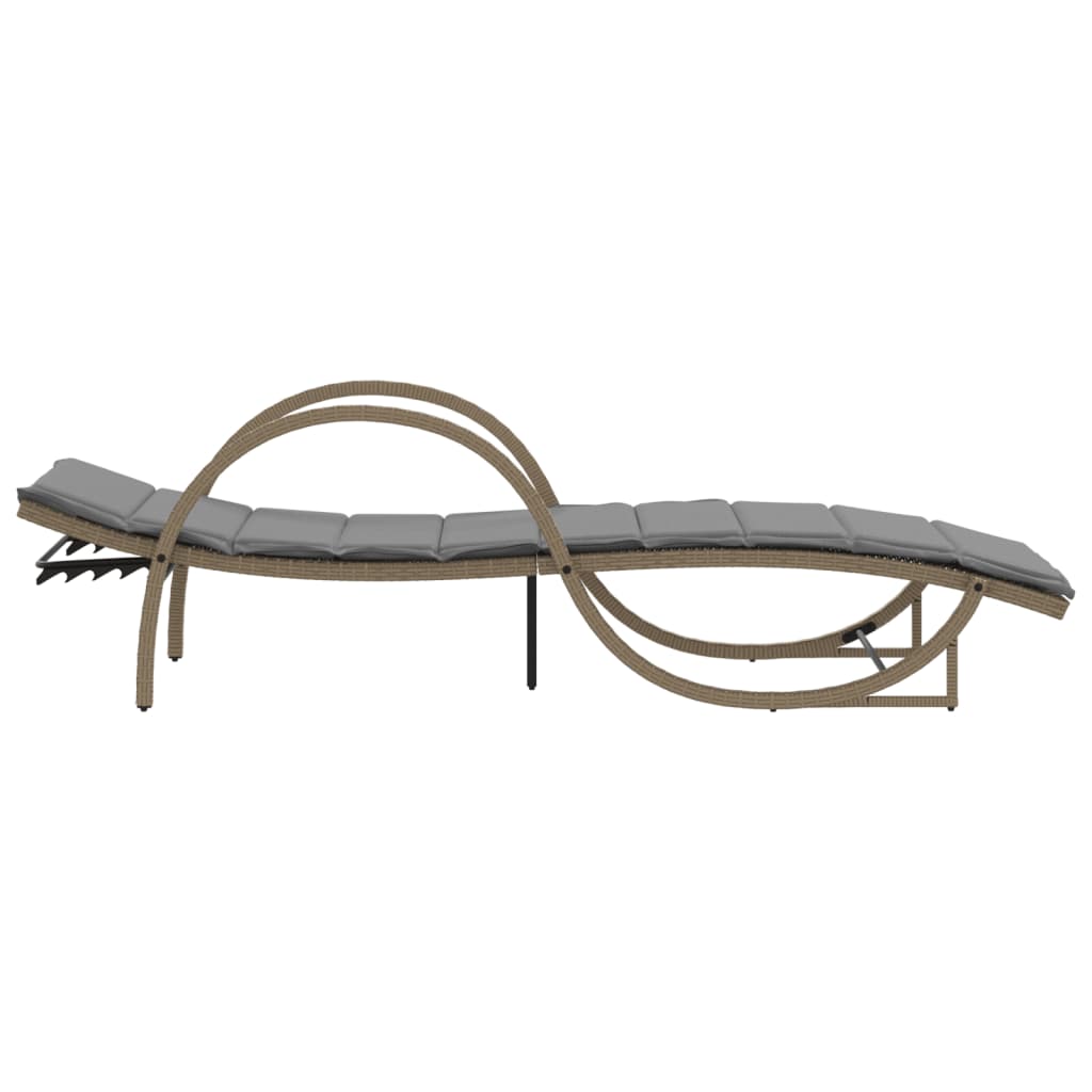 vidaXL Sonnenliege mit Auflage Beige 60x199x42 cm Poly Rattan - Image 5
