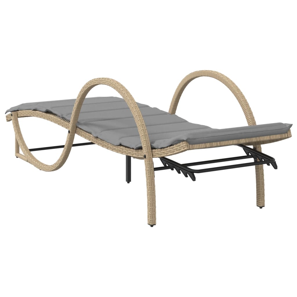 vidaXL Sonnenliege mit Auflage Beige 60x199x42 cm Poly Rattan - Image 6